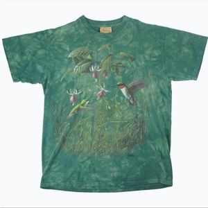 Vintage The Mountain 1995 Hummingbird Green Tie Dye Shirt Men’s Large